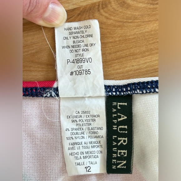 Lauren Ralph Lauren Navy White Red Striped Ring Halter Bikini Swim Top Size 12 - Picture 6 of 6